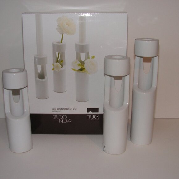 Mikasa Truck Bloom Set of 3 Vases White Ceramic - Picture 4 of 16